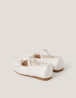 Baby Bow Satin Walker Shoes Ivory