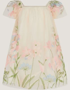 Baby Bryony Floral Embroidered Party Dress White