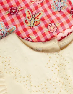 Baby Butterfly Gingham Top & Pinafore Dress Set Pink