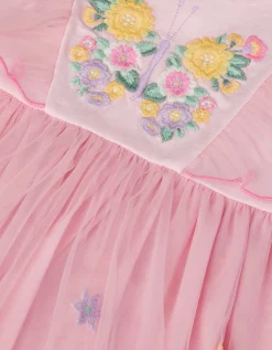 Baby Butterfly Tulle Jersey Dress Pink