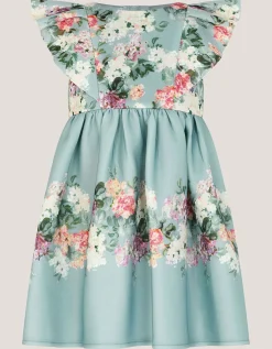 Baby Cassie Floral Print Ruffle Dress Green