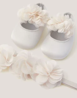 Baby Corsage Booties & Headband Set Ivory