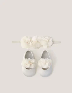 Baby Corsage Booties & Headband Set Ivory