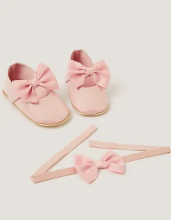 Baby Corsage Booties & Headband Set Pink