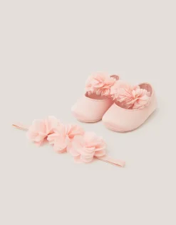 Baby Corsage Booties & Headband Set Pink