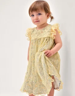 Baby Darcie Ditsy Floral Mesh Dress Yellow