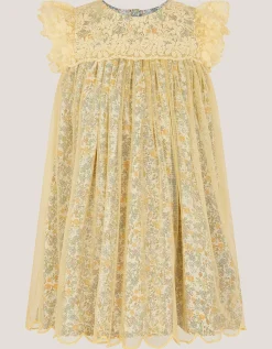 Baby Darcie Ditsy Floral Mesh Dress Yellow