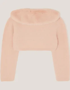Baby Detachable Collar Fuzzy Cardigan Pink