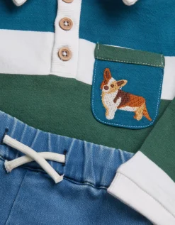 Baby Digby Polo Top & Joggers Set Blue