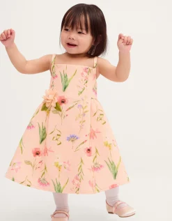 Baby Dream Strappy Floral Party Dress Pink