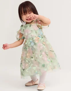 Baby Eliza Floral Appliqué Party Dress Multi