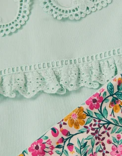 Baby Embroidered Floral Top & Jogger Set Green