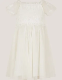 Baby Floella Floral Lace Dress Ivory