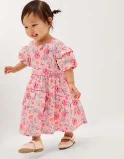 Baby Floral Print Jacquard Dress Ivory