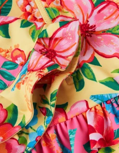 Baby Floral UPF50+ Swimsuit & Hat Yellow