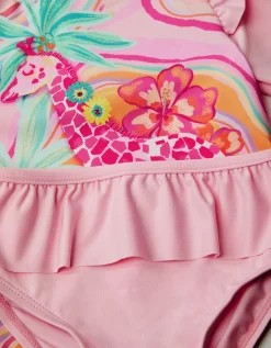 Baby Giraffe Print Rash Vest Swim Set Pink