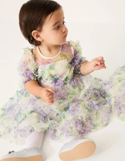 Baby Hydrangea Print Ruffle Dress Multi