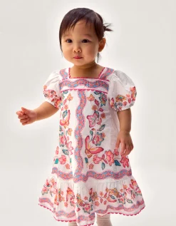 Baby Jelena Butterfly Print Dress Ivory