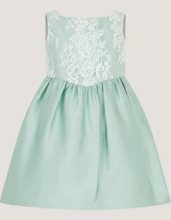 Baby Juno Lace Satin Dress Green
