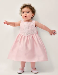 Baby Juno Lace Satin Dress Pink