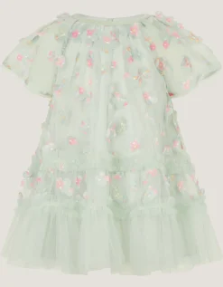 Baby Kala Floral Appliqué Party Dress Green