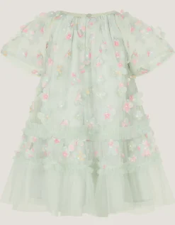 Baby Kala Floral Appliqué Party Dress Green