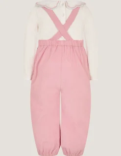 Baby Mon Cheri Embroidered Dungaree & Top Set Pink