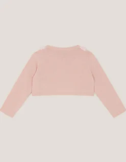 Baby Ottilie Appliqué Rose Cardigan Pink
