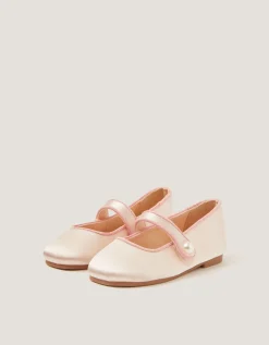 Baby Pearl Strap Satin Walker Shoes Ivory