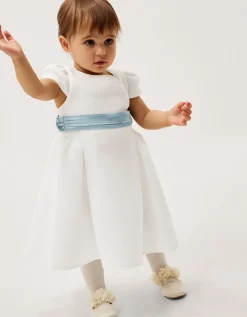 Baby Polly Cap Sleeve Bow Party Dress Ivory