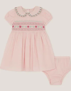 Baby Smocked Dress & Knickers Set Pink