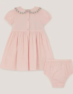 Baby Smocked Dress & Knickers Set Pink