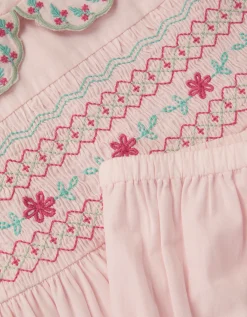 Baby Smocked Dress & Knickers Set Pink