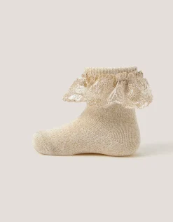 Baby Sparkle Flower Socks Gold