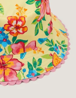 Baby Tropical Flower Reversible Bucket Hat Yellow