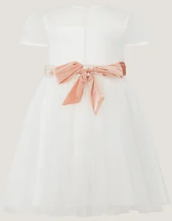 Baby Velvet Bow Party Dress Ivory