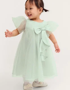 Baby Winnie Satin Bow Party Dress Green