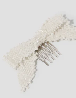 Beaded Bow Comb Hair Clip