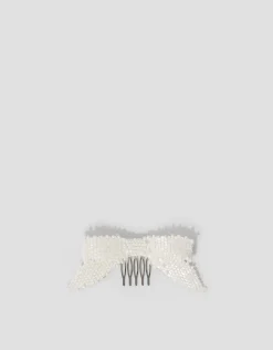 Beaded Bow Comb Hair Clip