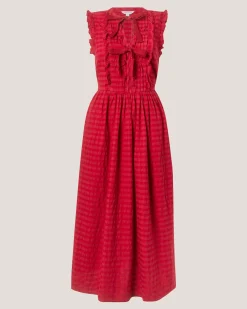 Bea Sleeveless Gingham Midi Dress Pink