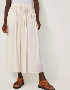 Bethany Crinkle Midi Skirt Cream