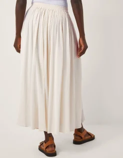 Bethany Crinkle Midi Skirt Cream