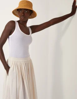 Bethany Crinkle Midi Skirt Cream