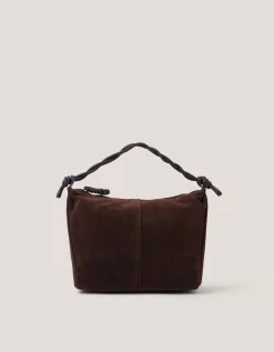 Beth Twist Handle Suede Bag