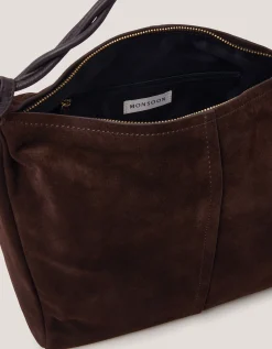 Beth Twist Handle Suede Bag