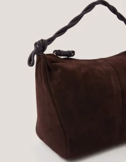 Beth Twist Handle Suede Bag