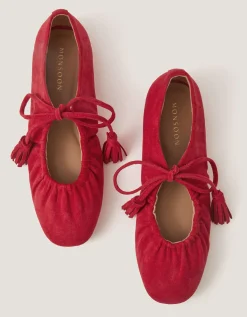 Blair Faux Suede Ballet Pumps Red