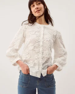 Blair Floral Embroidered Blouse White