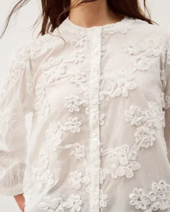 Blair Floral Embroidered Blouse White