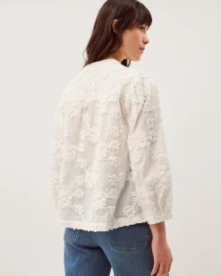 Blair Floral Embroidered Blouse White